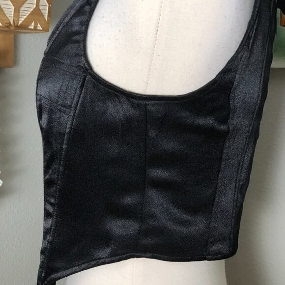 Future Collective Kahlana Barfield Black Zip Satin Bustier - NWT's Whimsigoth - Picture 10 of 11